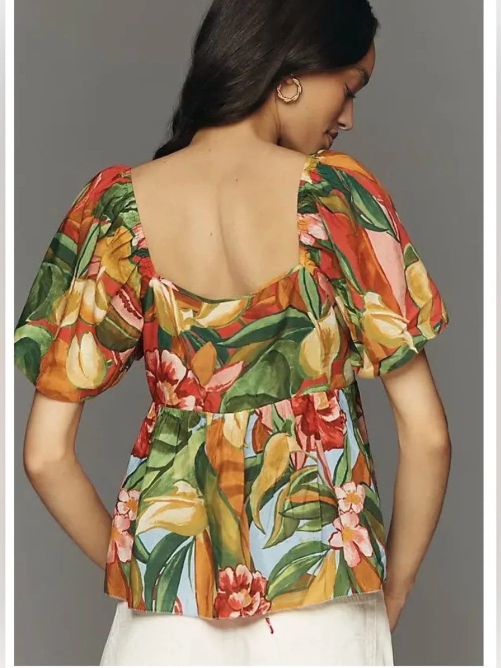 Farm Rio x Anthropologie Tie-Front Printed Blouse